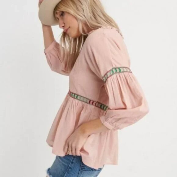 Lucky Brand Embroidered Peasant Top M - Picture 3 of 16